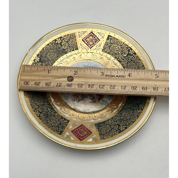 Antique Austrian Royal Vienna Style Hand Painted 9" Porcelain Plate Sappho Gilt - Picture 6 of 7